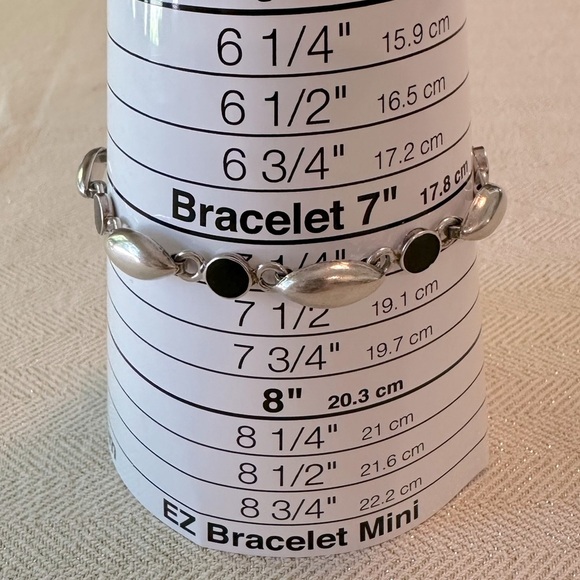 Vintage Mexico 925 Black Onyx Toggle Clasp Bracelet Sterling Silver Signed 7 1/4 - Picture 3 of 13